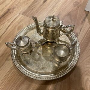 Elegant Silver Tea Set with Tray